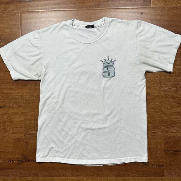 Vintage Stussy Crown T Shirt Mens M White Big S King Retro VTG Streetwear City - Picture 2 of 12